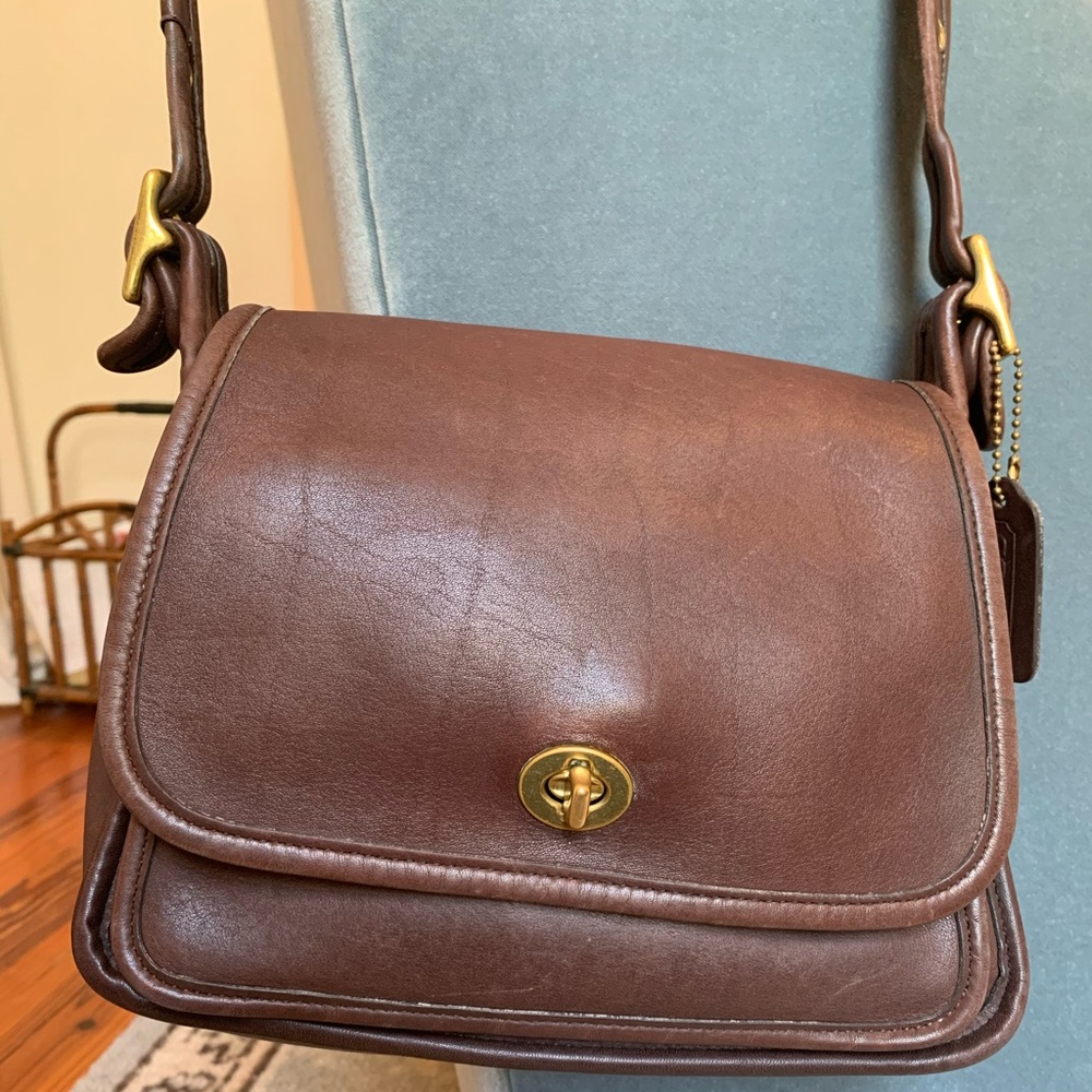 Vintage Coach Rambler Brown Brass crossbody 9061